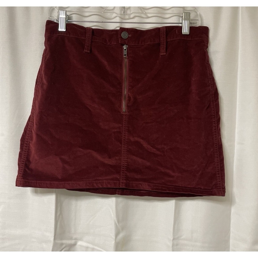 Madewell Stretch Denim Straight Skirt Womens 28 Velvety Red Color Front Zipper